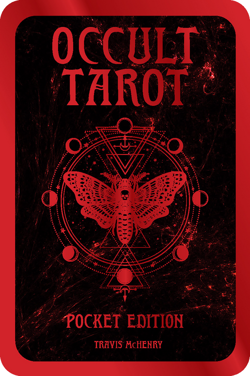 Book cover of 'Occult Tarot' with red text and butterfly design on a dark background