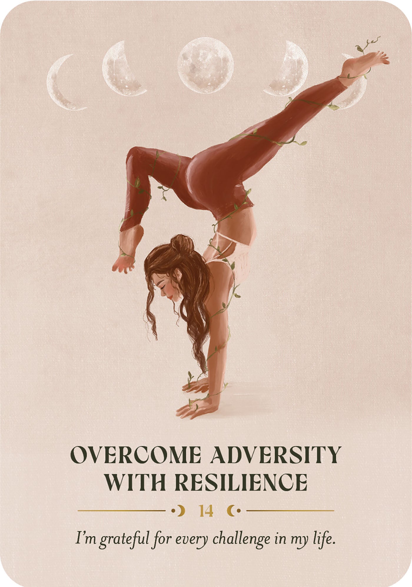 Illustration of a person in a handstand with motivational text on a beige background