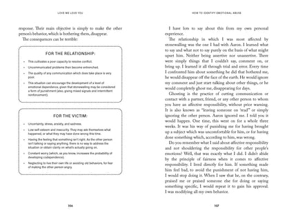 Book page with text on emotional abuse and its effects, featuring a question and answer format.