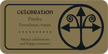 Label for parsley with decorative design and text on a beige background