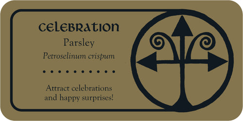 Label for parsley with decorative design and text on a beige background