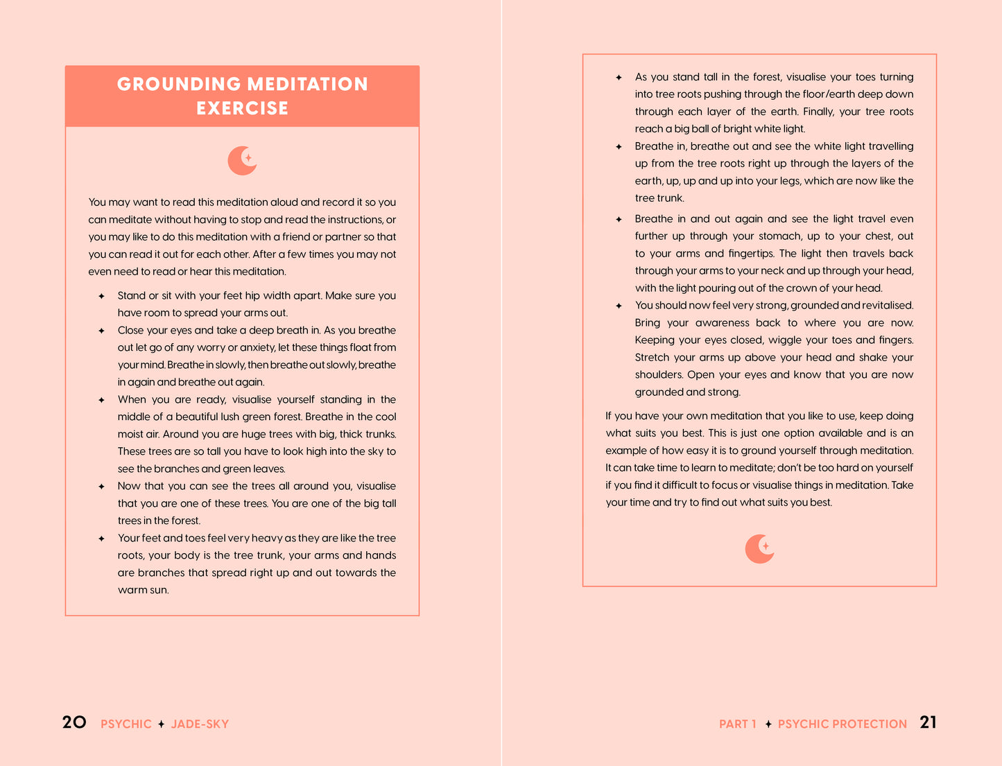 Meditation exercise guide on a pink background