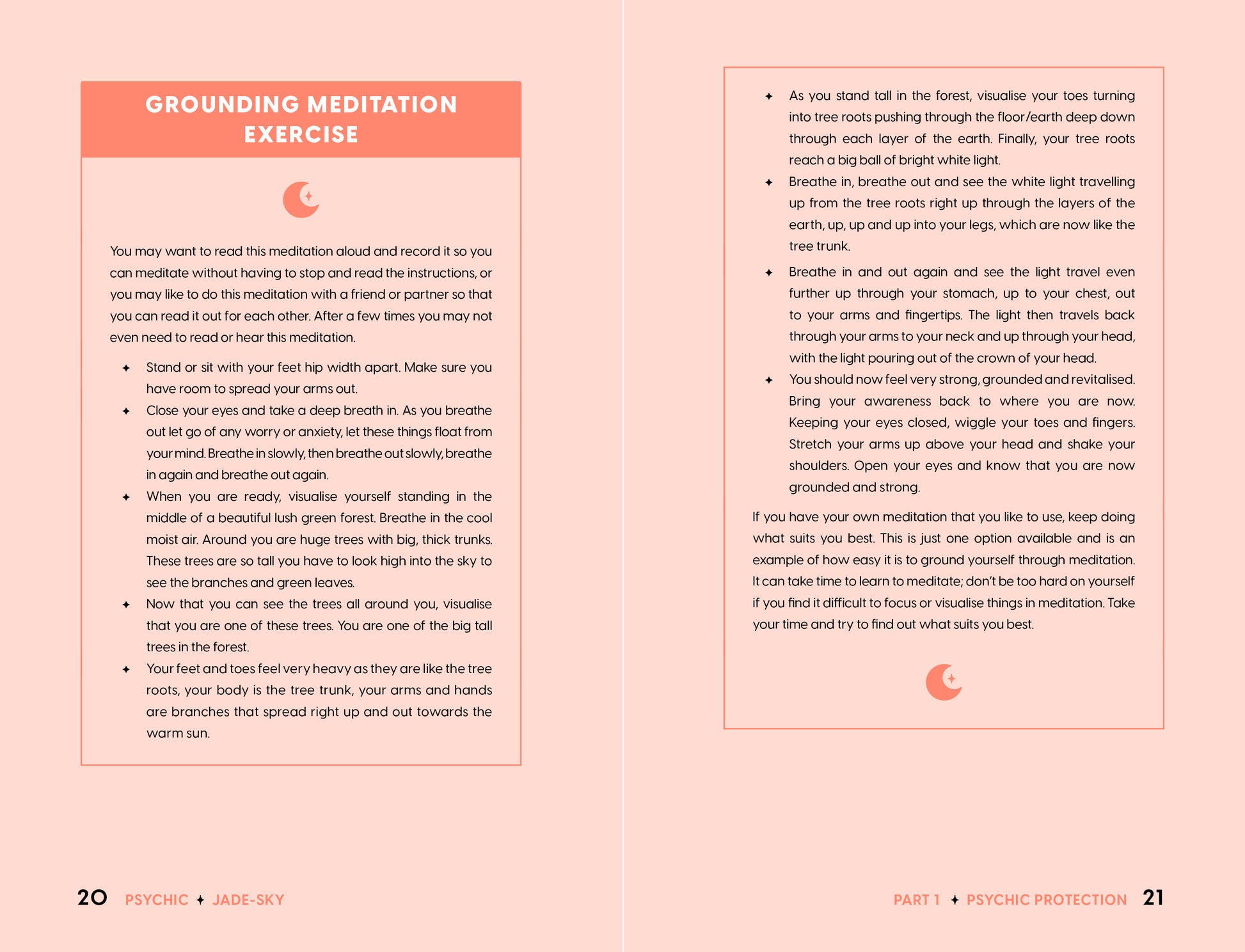 Meditation exercise guide on a pink background