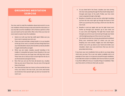 Meditation exercise guide on a pink background