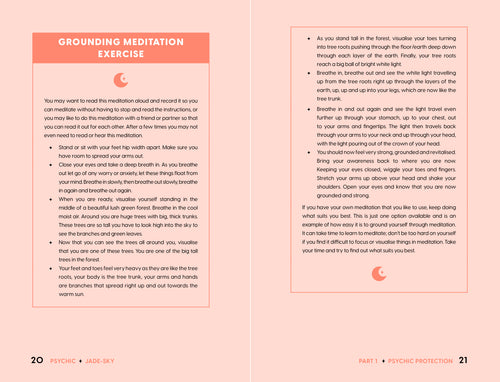 Meditation exercise guide on a pink background