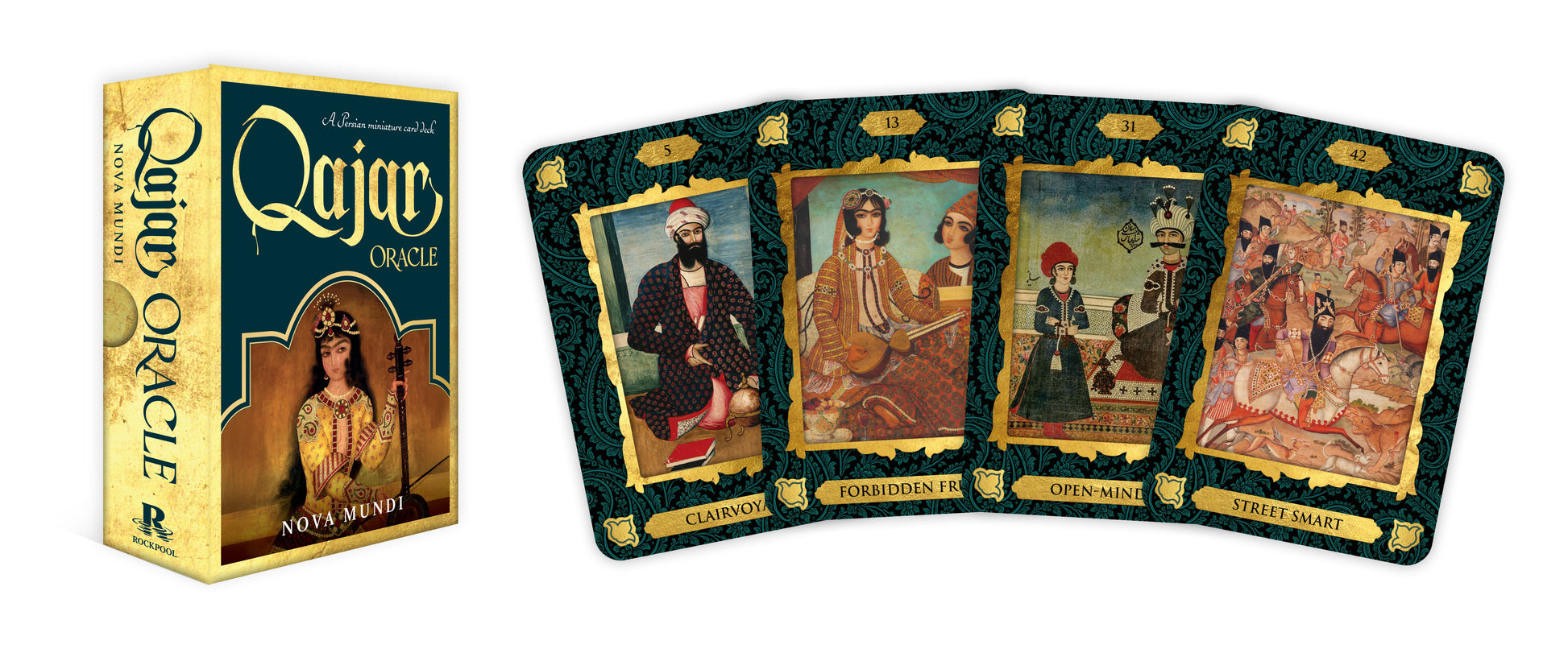 Qajar Oracle card set with box on a white background