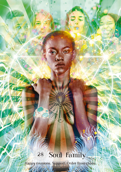Artistic depiction of a person with a colorful, abstract background and text overlay.