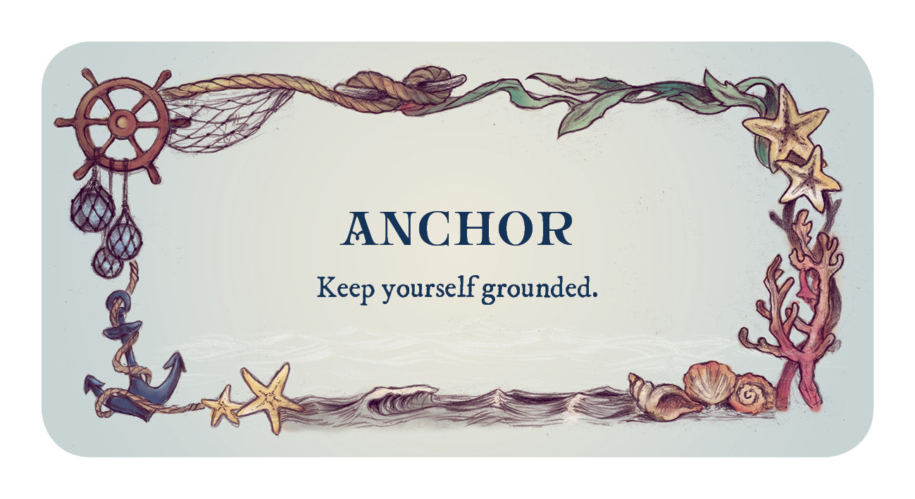 Decorative card with anchor design and text 'Anchor Keep yourself grounded.'