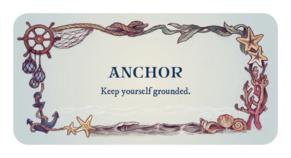 Decorative card with anchor design and text 'Anchor Keep yourself grounded.'
