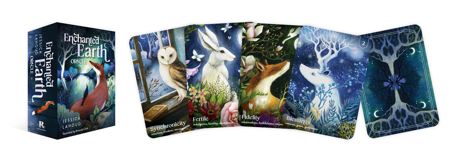 Set of Enchanted Earth Oracle cards with box on a white background