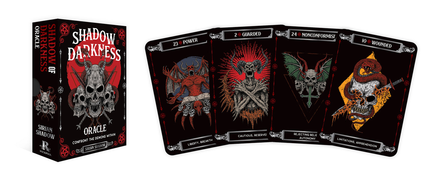 Set of 'Shadow Darkness' oracle cards with a box on a white background