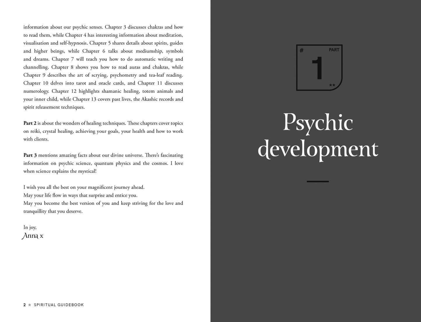 Book or guidebook cover with text on psychic development and a logo on a gray background