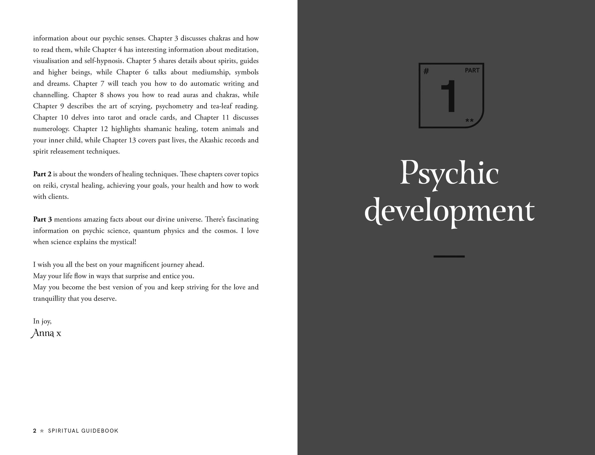 Book or guidebook cover with text on psychic development and a logo on a gray background