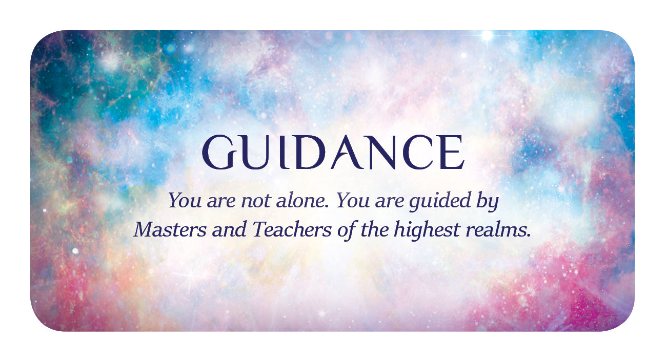 Motivational card with 'GUIDANCE' text and cosmic background
