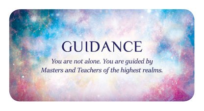Motivational card with 'GUIDANCE' text and cosmic background