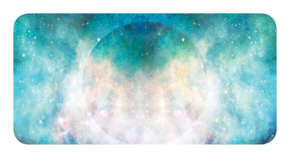 Colorful nebula design on a rectangular mat