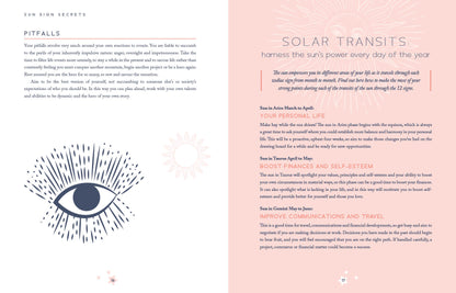 Astrology-themed page with text and an eye illustration on a pink background