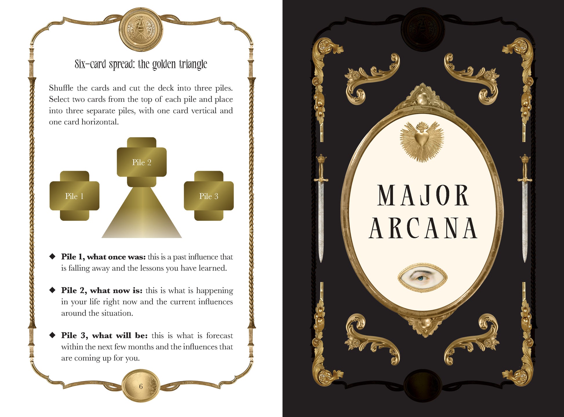 Major Arcana card with ornate design and text on a dark background