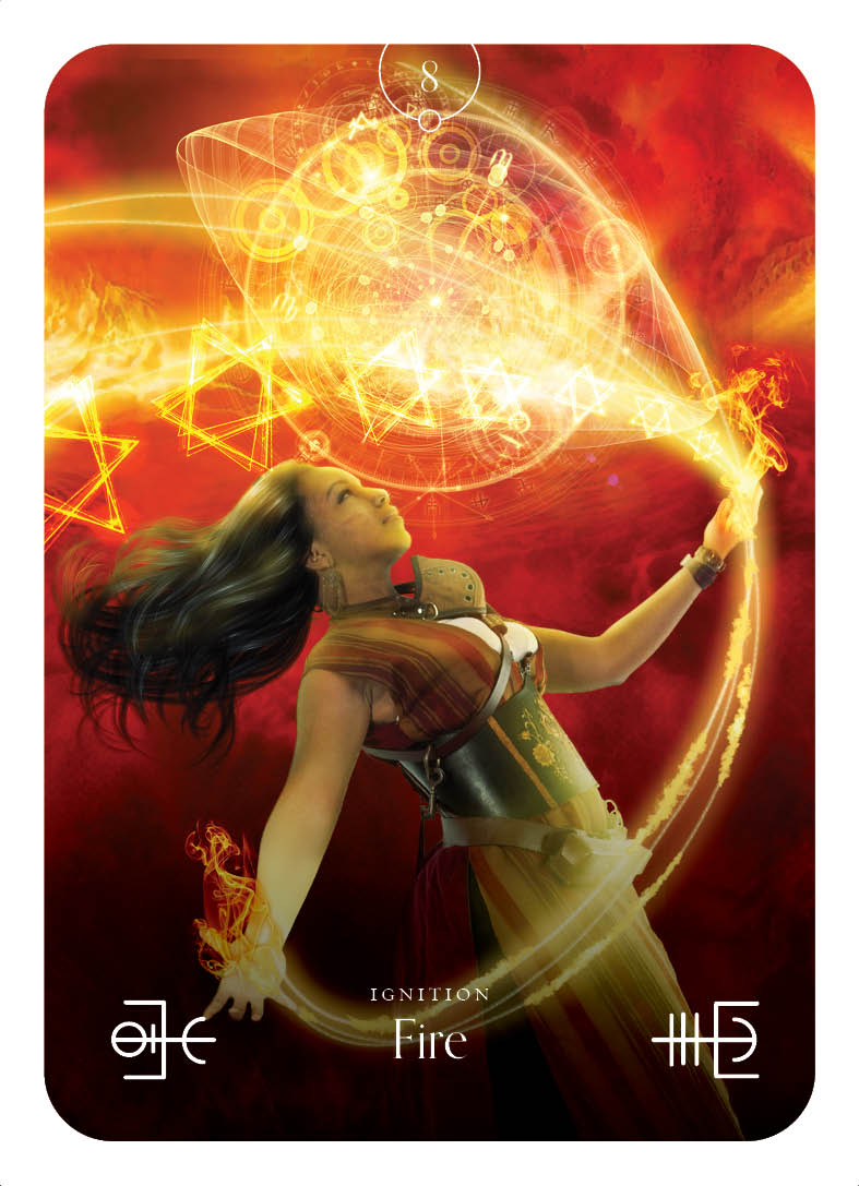 Woman with fiery energy around her against a red background, with 'Ignition Fire' text.