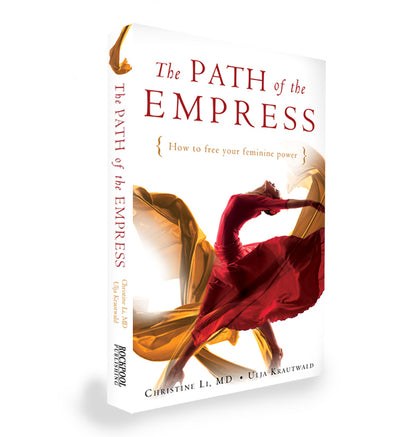 Book cover of 'The Path of the Empress' with a woman in red and gold attire on a white background