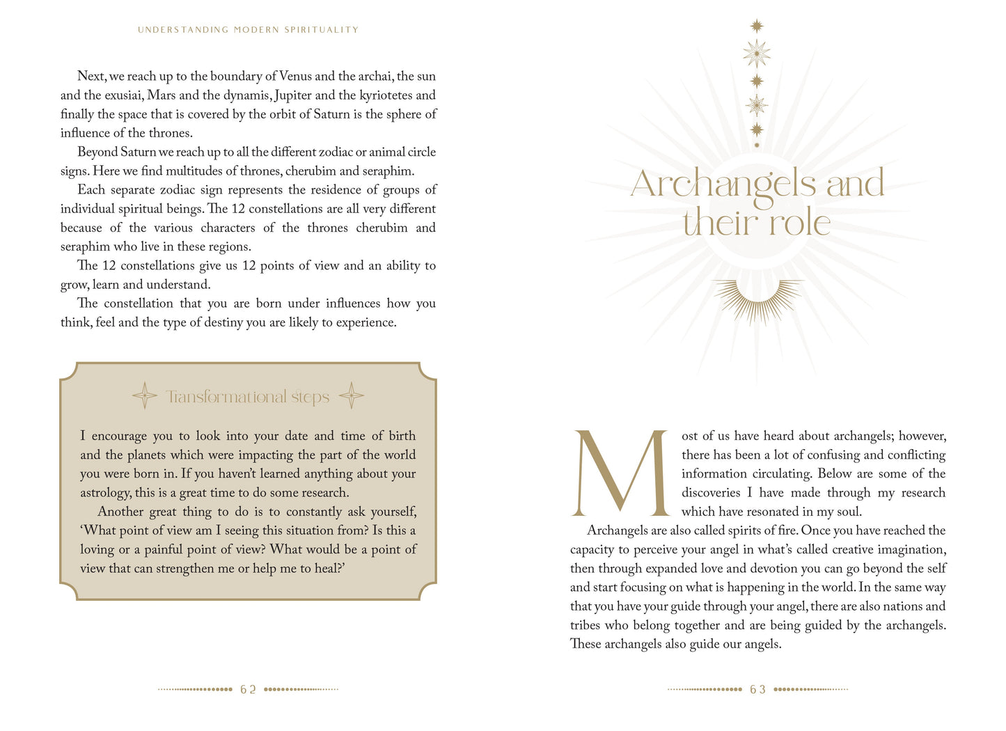 Page from a book or magazine about archangels and their role, with text and decorative elements.
