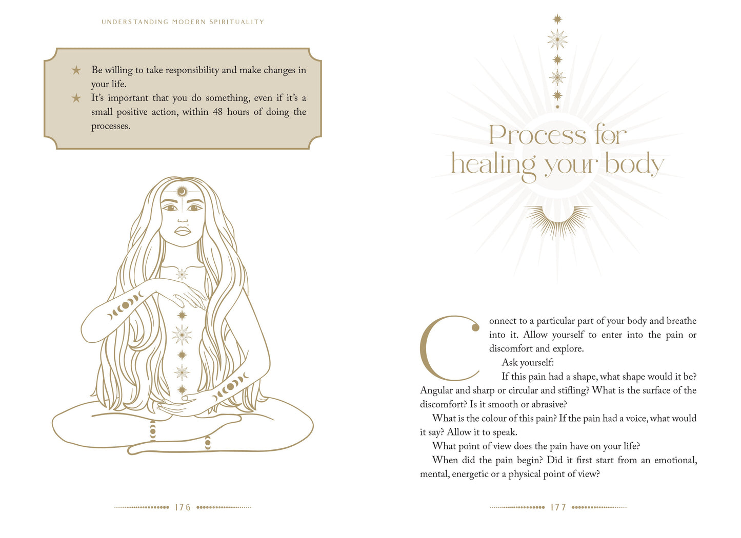 Illustration of a woman in a meditative pose with text on healing and self-care.