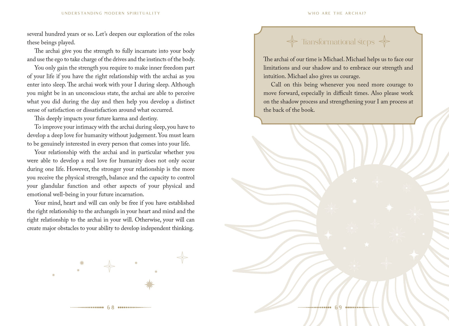 Text and design elements on a white background with a decorative sun-like shape.