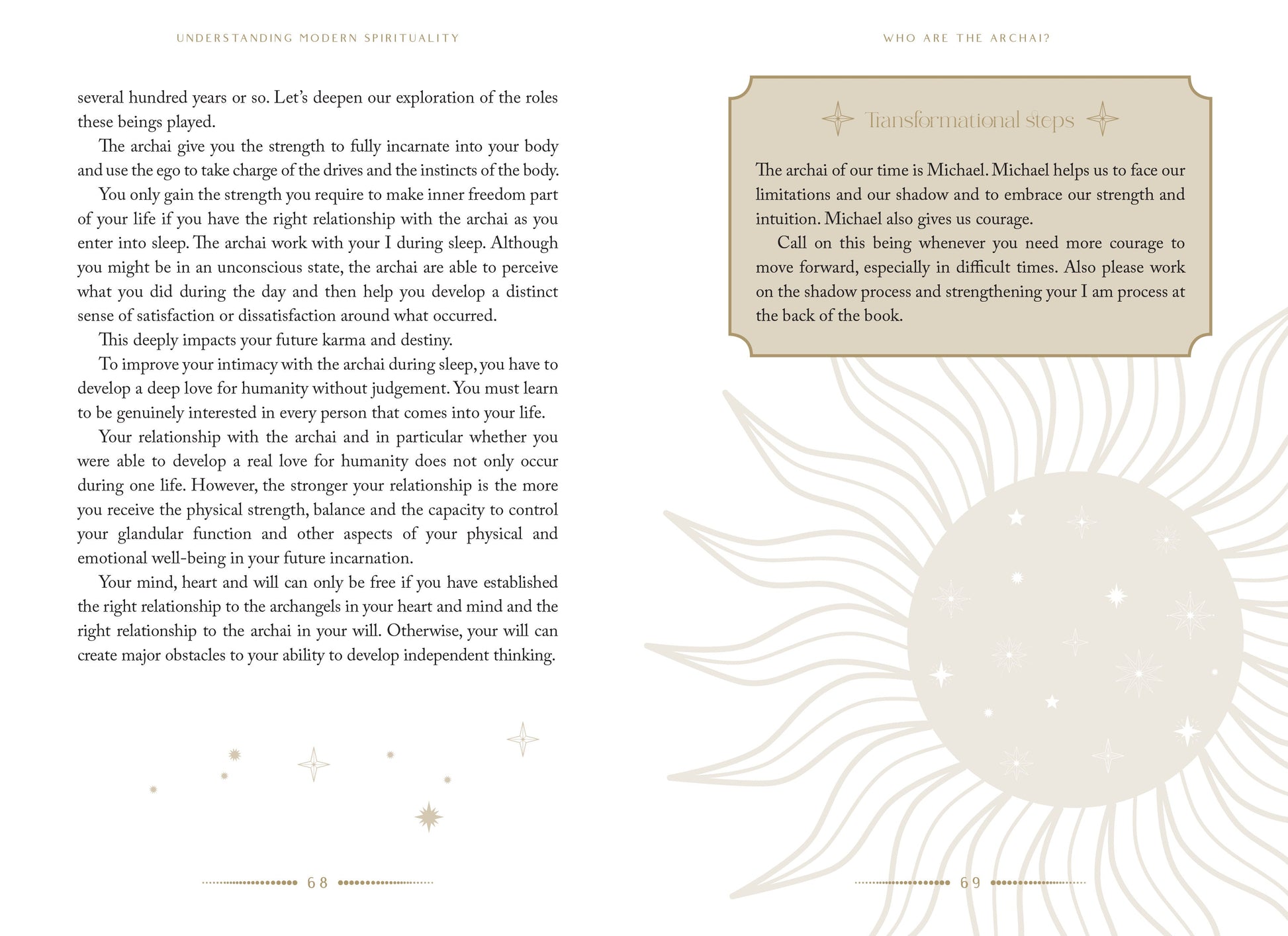 Text and design elements on a white background with a decorative sun-like shape.
