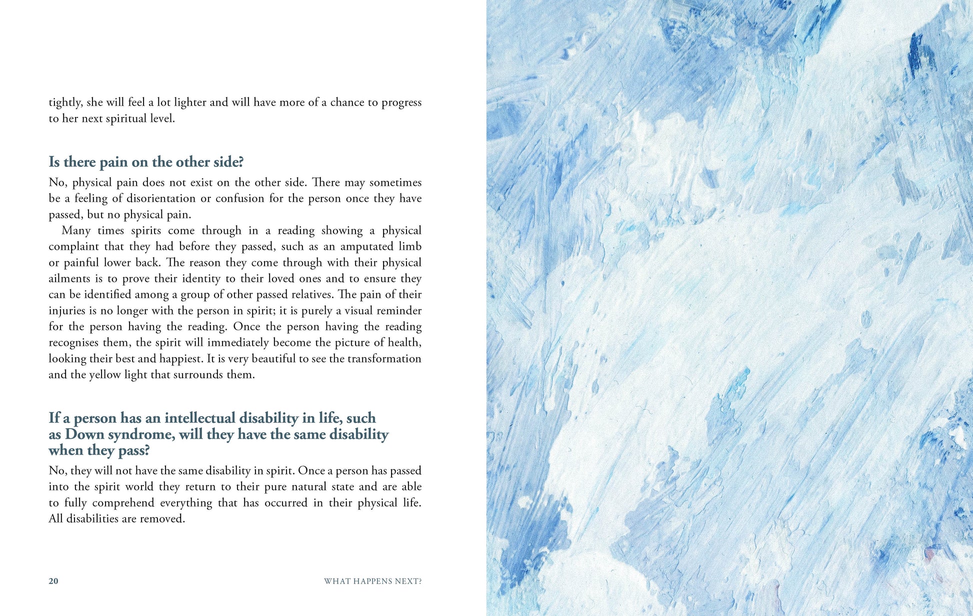 Text on a white background with blue abstract patterns