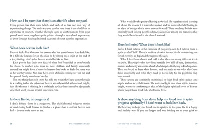 Book interior with text on afterlife, heaven, hell, and purgatory.