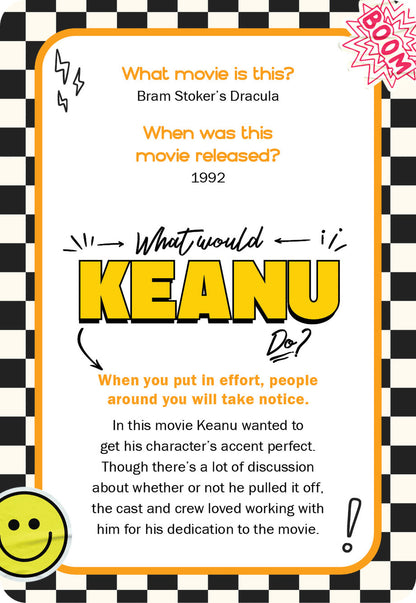 Trivia card about the movie 'Dracula' with text and a checkered border.