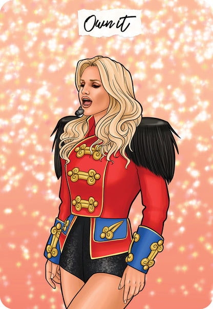 Illustration of a person wearing a red military-style jacket with gold buttons on a pink background.