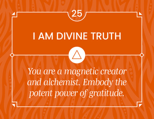 Motivational quote on an orange background with text 'I AM DIVINE TRUTH' and additional message.