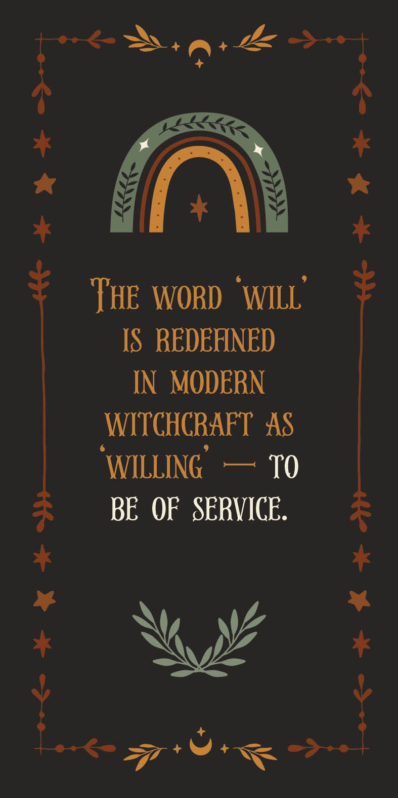 Decorative frame with rainbow and text on a dark background