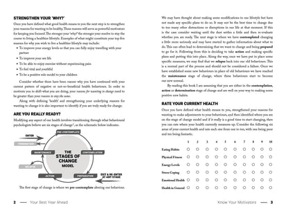 Page from a book or document with text and a diagram titled 'The Stages of Change Model'.