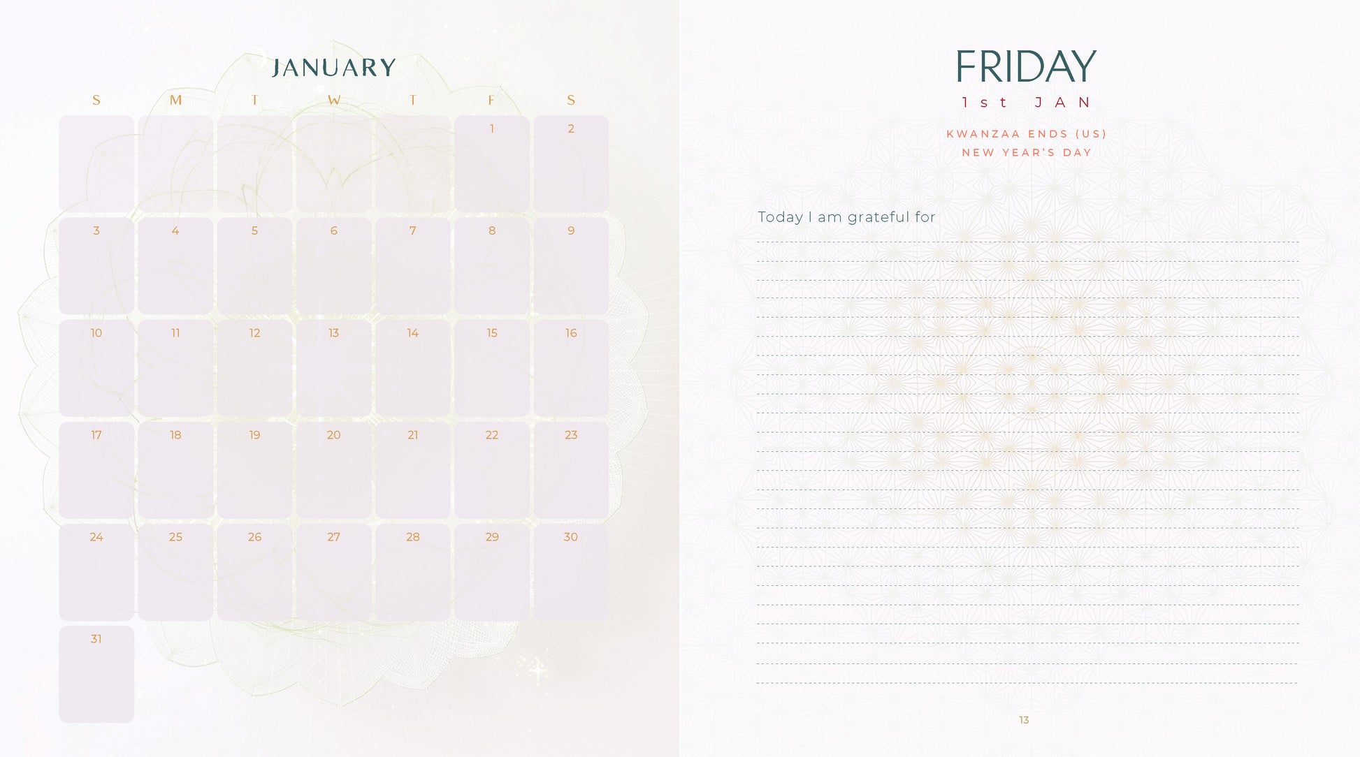 Calendar with a white background and grid layout