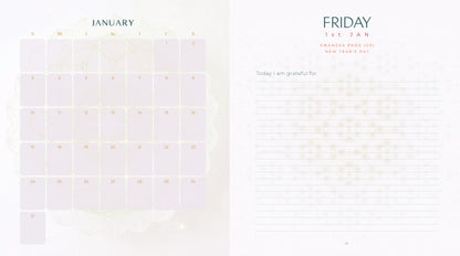 Calendar with a white background and grid layout