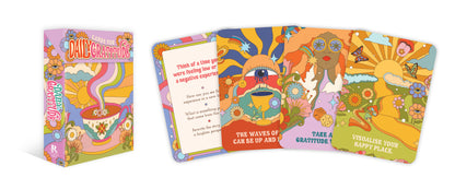 Colorful card deck with a box on a white background