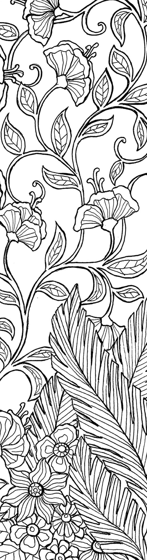 colouring bookmark floral and leaf pattern