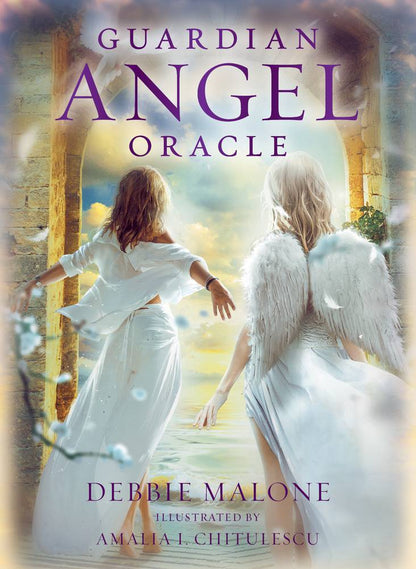 cover of 'Guardian Angel Oracle' by Debbie Malone with two women and angel wings.