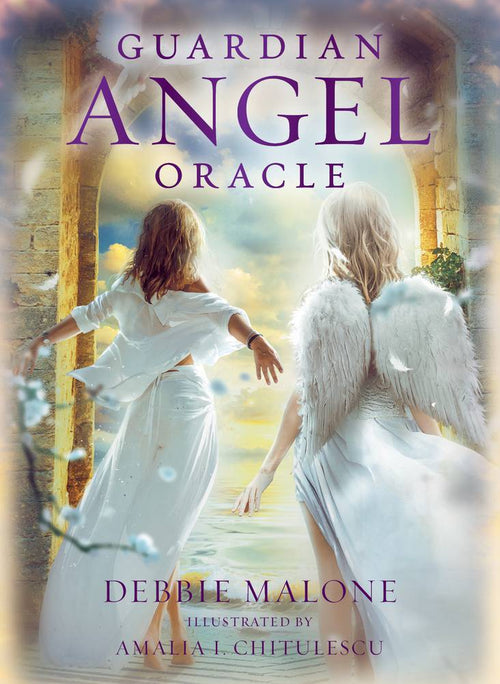 cover of 'Guardian Angel Oracle' by Debbie Malone with two women and angel wings.