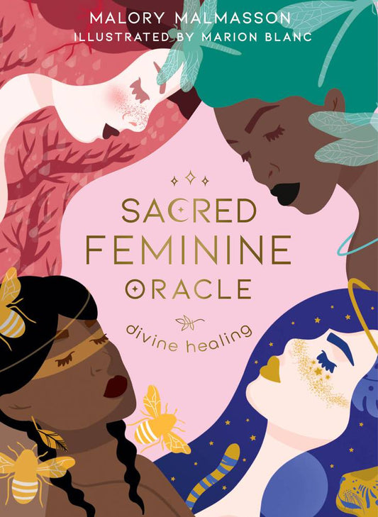cover of 'Sacred Feminine Oracle' by Malory Malmasson with illustrations of women and nature elements.