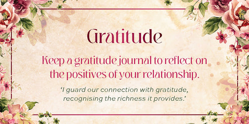 Motivational quote about gratitude with floral border on a light background