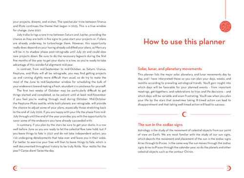Instructions on how to use planner with text and a red circle on a white background