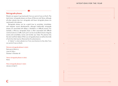 Text document on planetary retrograde phases with a pink background