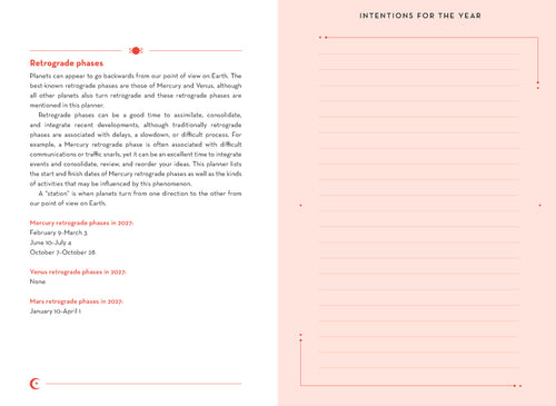 Text document on planetary retrograde phases with a pink background